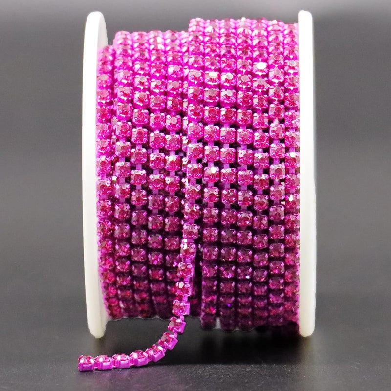 Rytenz 10 Yards Crystal Rhinestone Trim Close Chain SS12/3.0mm, for Sewing Crafts Ideal Wedding Party DIY Decoration Diamond Claw Cup Chain Roll (Style-24), DC-10Y-DYML - Image 3